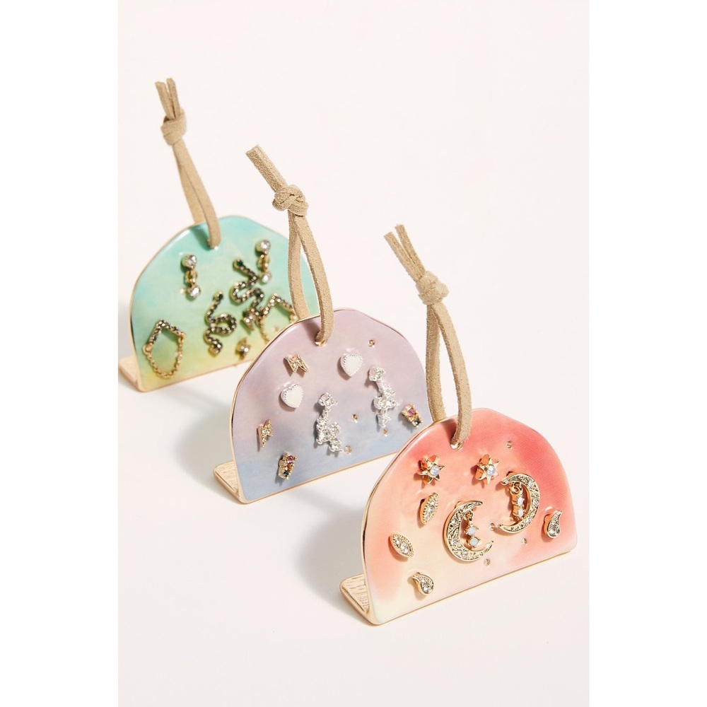 NWT Free People Dreamer Ceramic Stud Earring Set Gold Silver - Picture 11 of 16